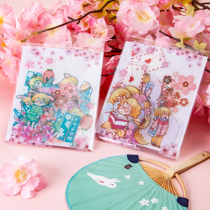 

COO NOTE Sakura Girl Sticker Decorative Scrapbooking Sticker For Journal Gift School Office Stationery