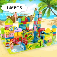 148pcs early childhood education puzzle characters city building blocks kindergarten geometric shape assembled toys kids gifts