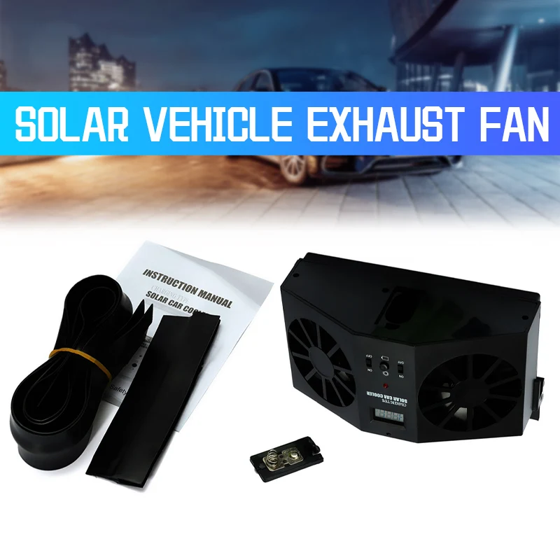 

Car Double Outlet Solar Powered Exhaust Fan Car Gills Car Cooler Auto Ventilation Fan Dual-mode Power Supply High-power