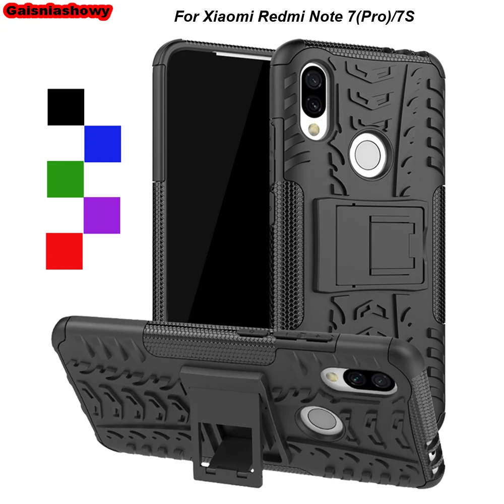 Противоударный защитный чехол для Xiaomi Redmi Note 7 S подставка-держатель резина