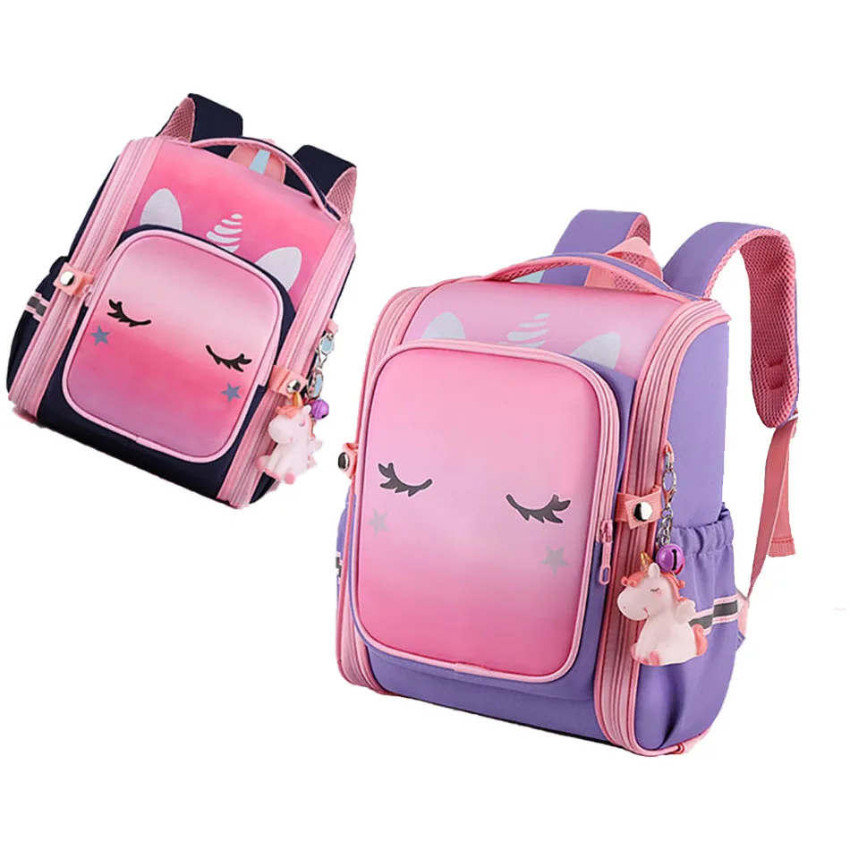 

2021 Pupils Unicorn Schoolbag Large and Small Capacity Foldable Space Primary Kindergarten Backpacks for Children Shoulders Bags