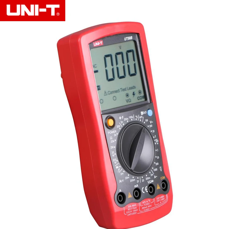 UNI T UT58B Цифровой мультиметр Амперметр Ом Вольт измеритель емкости тестер
