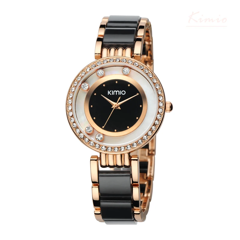 

Kimio Brand Imitation Ceramic Women Bracelet Watch Ladies Luxury Crystal Quartz Dress Watches Sexy Black Clock Relogio Feminino