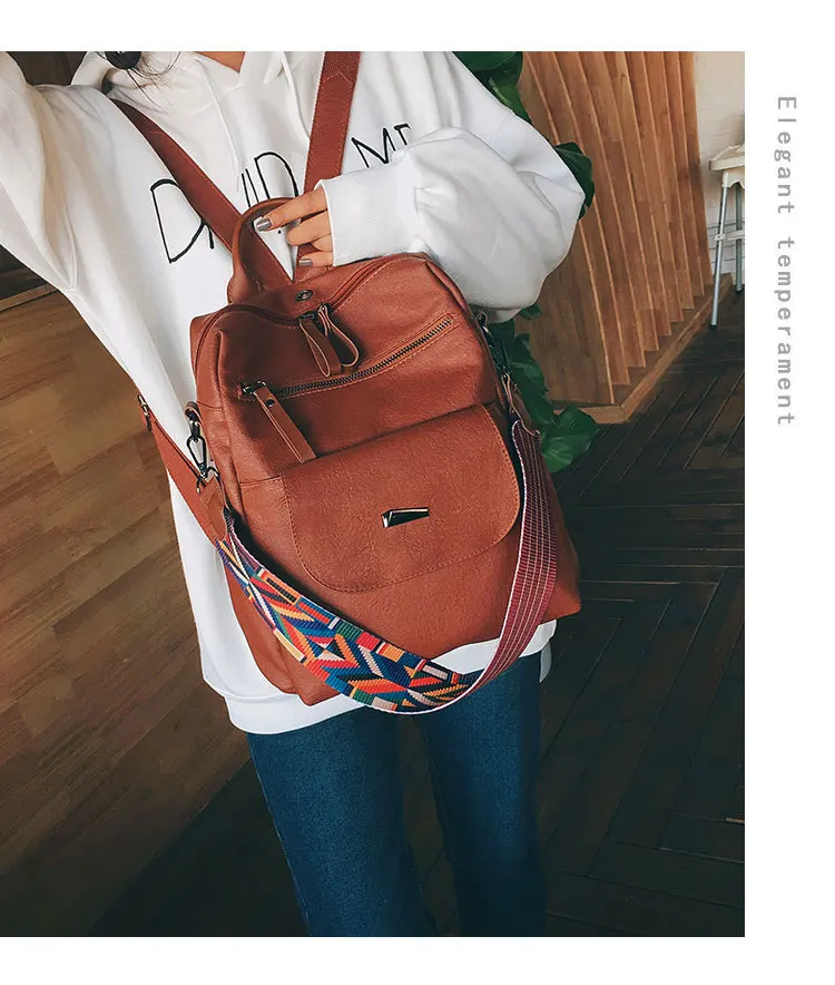 Женский рюкзак из искусственной кожи высокого качества однотонный для девочек