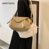 folds designer small soft pu leather flap crossbody bag for women 2021 summer travel shoulder purses and handbags