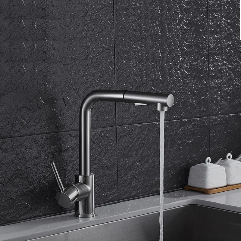 

Swiveling Kitchen Faucet Brass Brushed Nickel High Arch Kitchen Sink Faucet Pull Out Rotation Spray Mixer Tap Torneira Cozinha