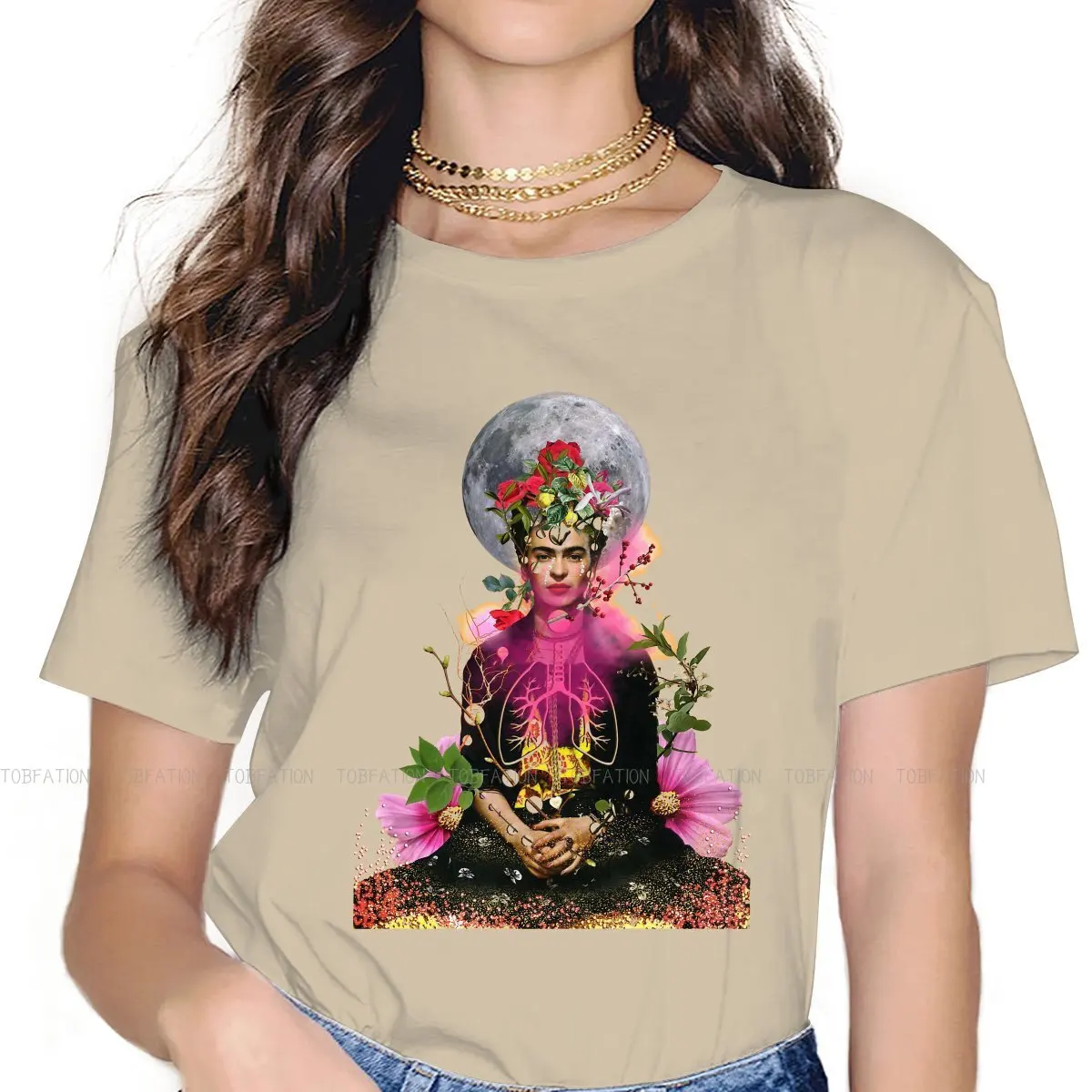 

The Crown Crewneck TShirts Flowers Print Woman's T Shirt Funny Tops