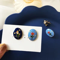 creative oil painting style little prince flower drop oil simple oval girl earrings aretes de mujer modernos 2021