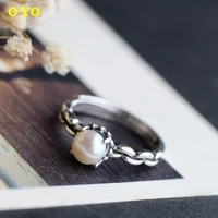 hand set natural pearl thai silver ladies ring vintage opening 925 sterling silver ring