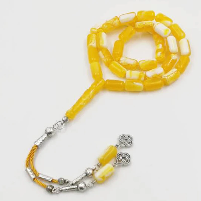 Yellow Resin Tasbih Muslim 33 prayer beads handmade Islamic bracelet gifts arabic Fashion jewelry accessories