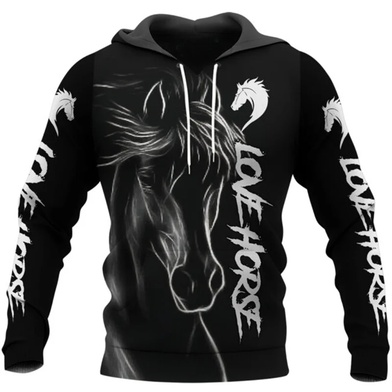 

Harajuku Fashion Men's Hoodie Love Horse 3D Full Print Autumn Zipper Hoodie Unisex Winter Street Casual Sweatshirt