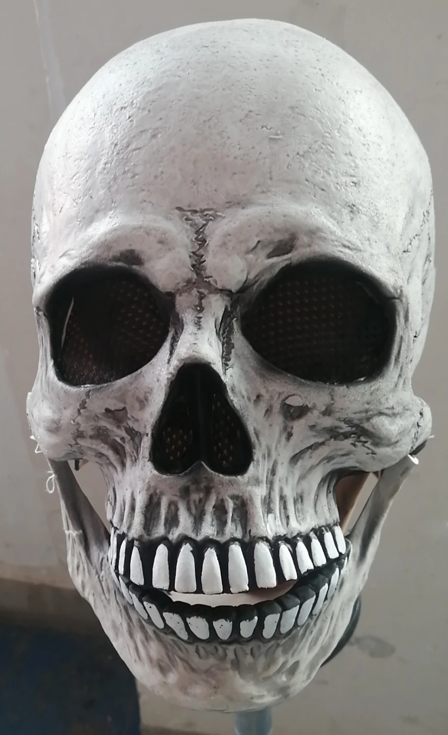 

Realistic skull mask removable chin Halloween party pranks full head helmet props fake skull headgear open mouth