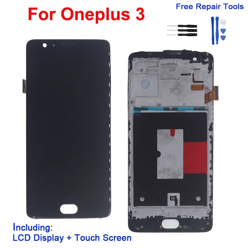 

AMOLED For Oneplus 3 Three A3000 Original LCD Display Touch Screen Digitizer Assembly Lcds For Oneplus 3T A3010 Repair Parts