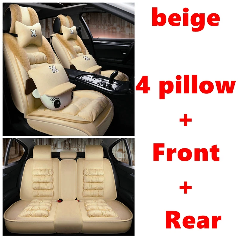 beige Cartoon Warm Car Seat Cover for KIA Picanto Ceed sportage Soul RIO Cerato rio 3 Carnival Maxima Optima SHUMA K2 K3 K4 K5 Car accessories - Название цвета: beige Cartoon