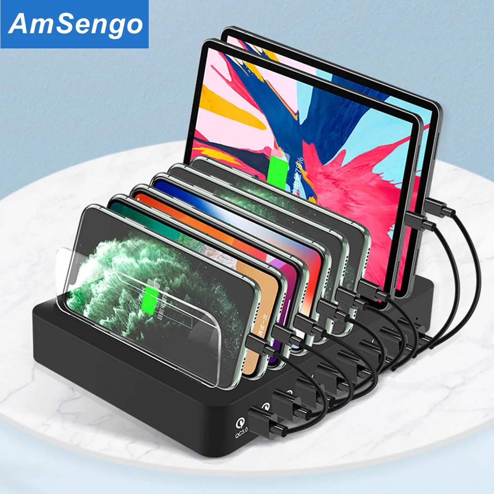 Зарядное устройство с 8 USB-портами 110/96 Вт для iPhone 12 12pro X быстрая зарядка 3 0
