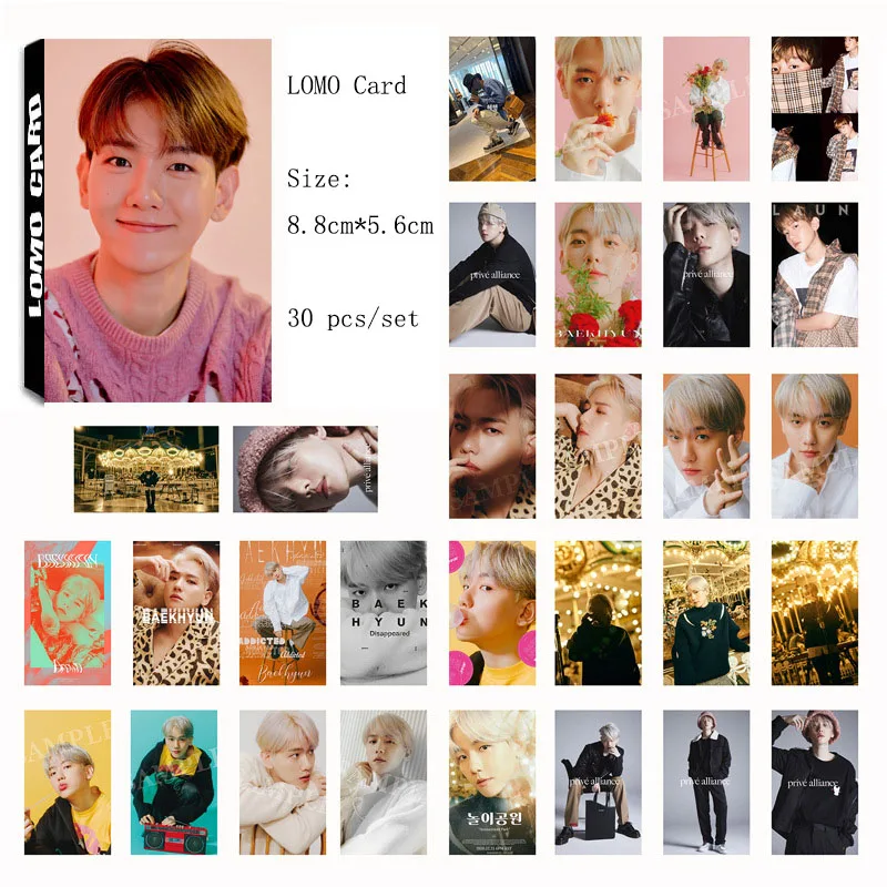 

30 шт./компл. EXO BAEK HYUN LOMO коробка карточка маленькая карточка парк аттракционов подарки фанаты по индивидуальному заказу