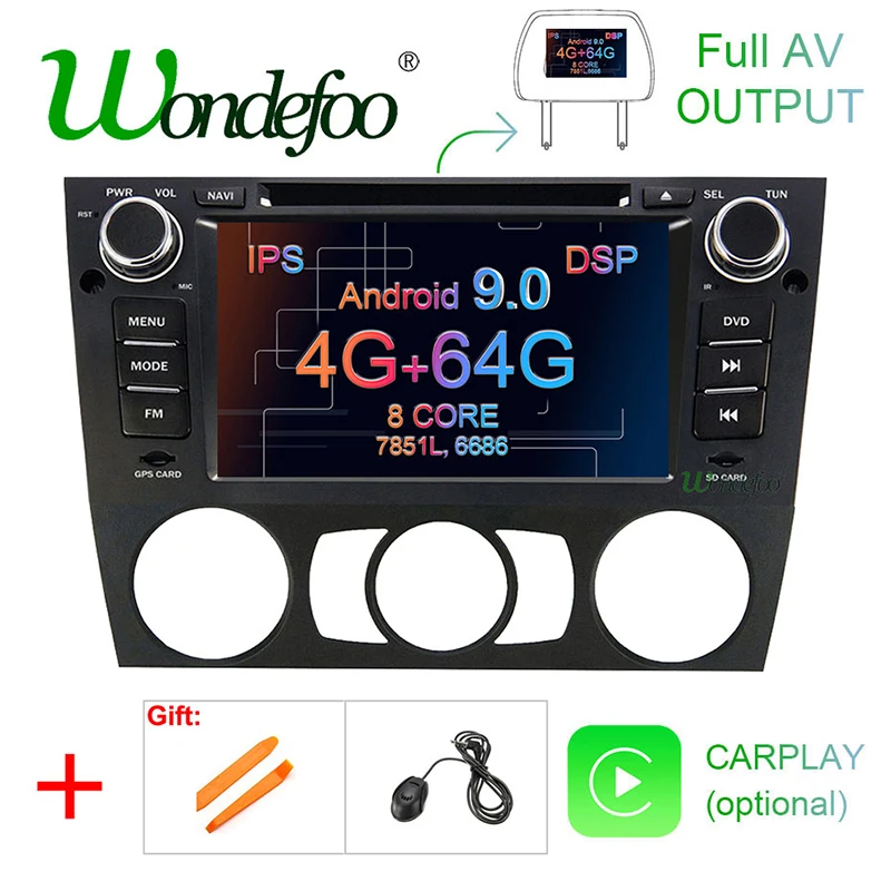 Android 9 0 4G RAM 64G ROM Автомобильный DVD плеер для BMW 3 серии E90 E91 E92 E93 GPS Радио Стерео