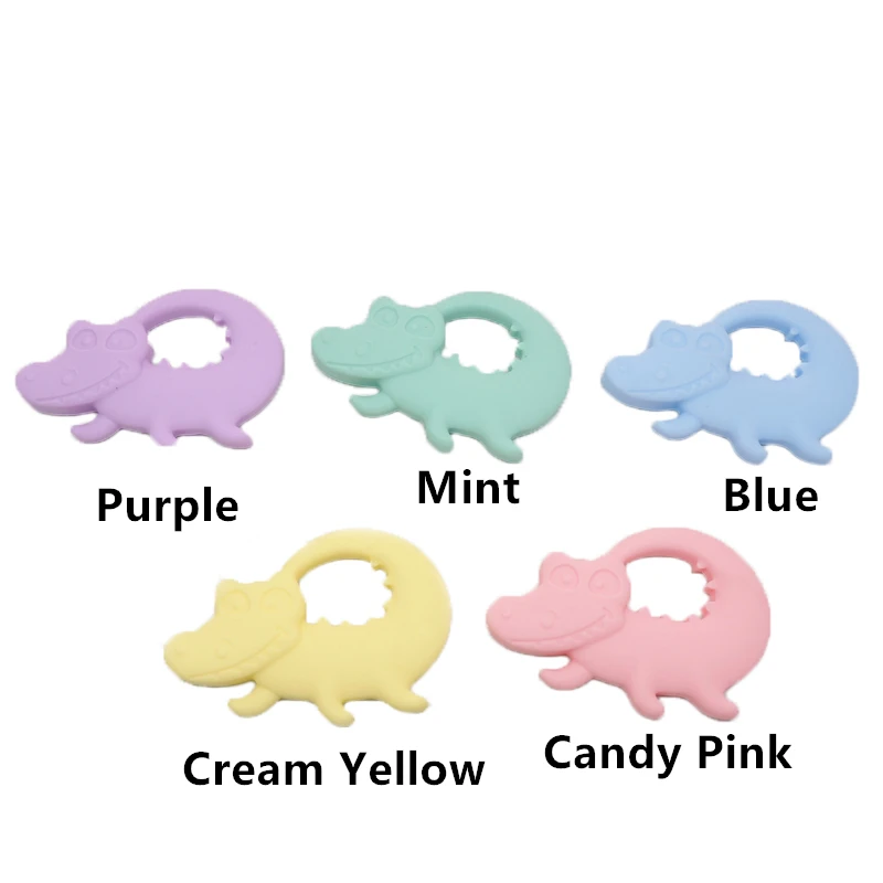 Chenkai 10PCS BPA Free Silicone Crocodile Teether Chewable Pendant Teething Baby Dummy Pacifier For DIY Newborn Shower Gifts - купить по