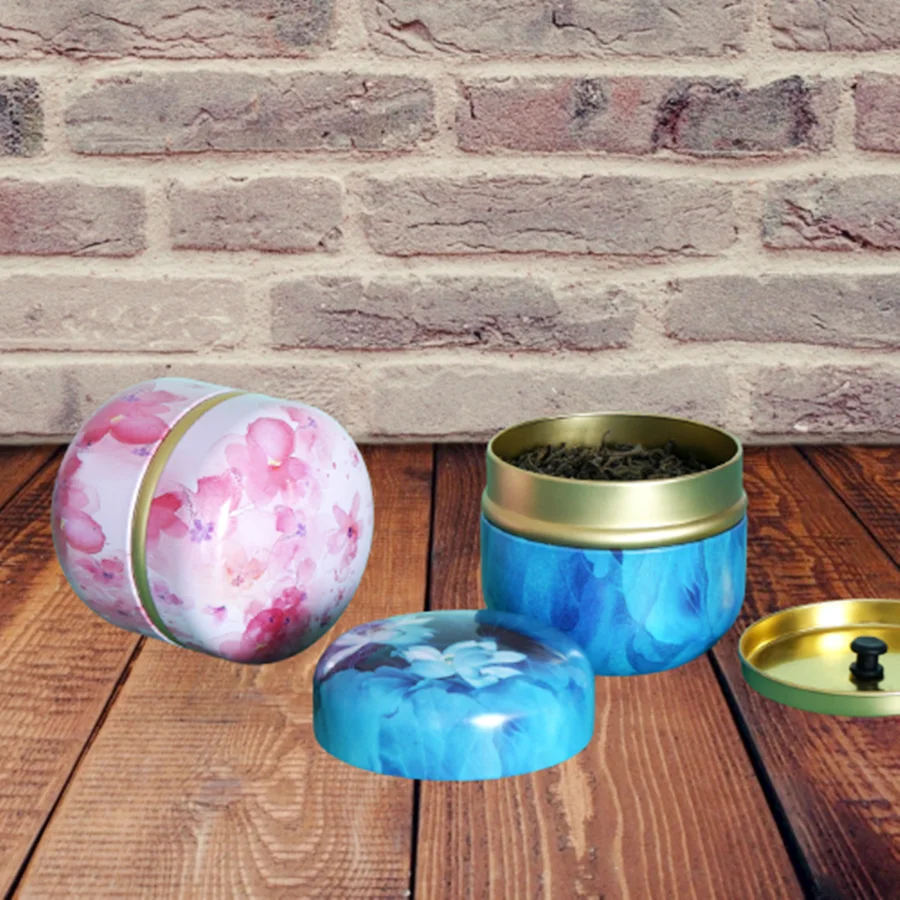

Mini Tea Storage Tin Container Flowers Pattern Coffee Tins Food Storage Box For Herb Candy Chocolate Sugar Spices Candle Holder
