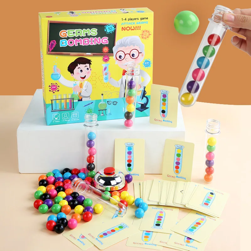 

Kid Wooden Teaching Aids Test Tubes Wooden Balls Beads Logical Thinking Brain Training Games Early Education Educational Toys
