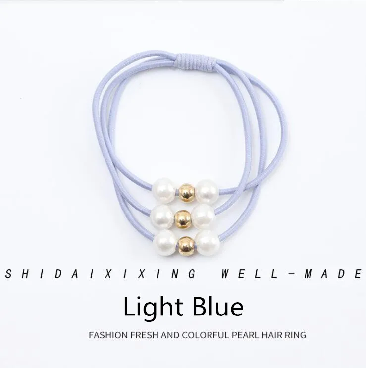 Light Blue 2Pcs 2 шт., женские резинки для волос, аксессуары для волос, резинка для волос, эластичные резинки для волос с жемчугом, резинки для волос, головные уборы, аксессуары для волос - Цвет: Light Blue 2Pcs