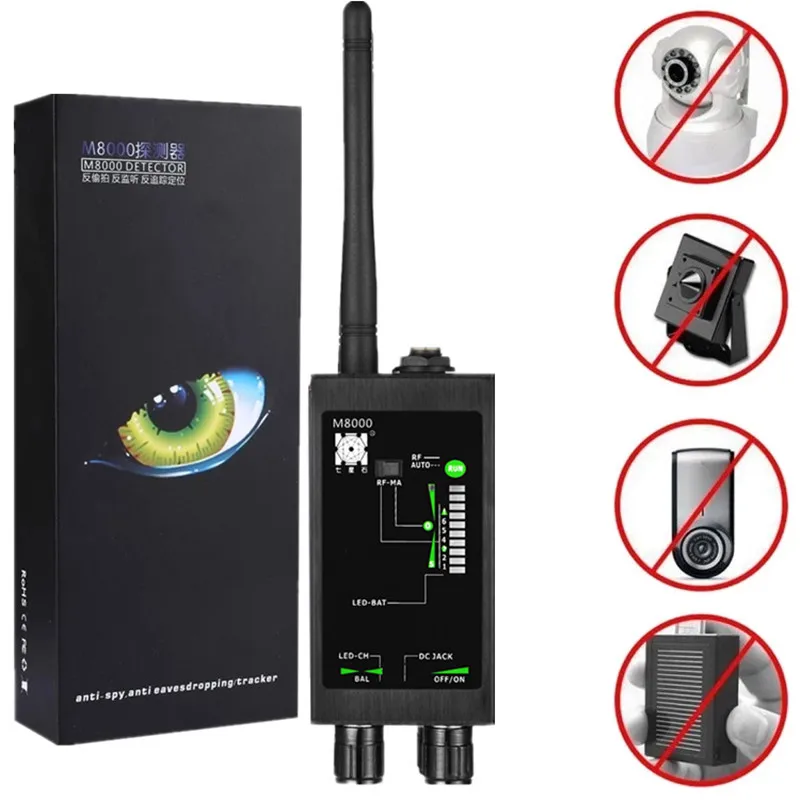 1MHz-12GH Radio Anti-Spy Detector FBI GSM RF Signal Auto Tracker Detectors GPS Tracker Finder Bug with Long Magnetic LED Antenna