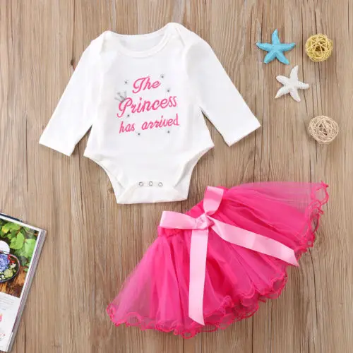 2020 Brand New Autumn Infant Baby GirlsTHE PRINCESS HAS ARRIVED Girl Coming Home From Hospital Outfit Dress 0-24 Months | Детская одежда