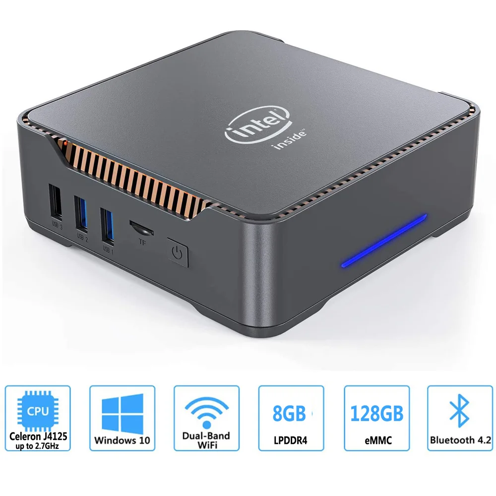 Мини ПК GK3V Gemini Intel J4125 четырехъядерный DDR4 8 ГБ 128 ГБ/256 Гб SSD Windows 10 Двойной Wi Fi 1000M LAN 4K