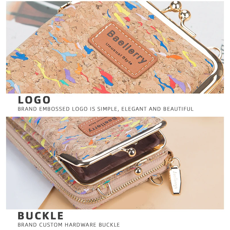 Винтажный кошелек с пряжкой пробковый узор сумка на молнии через плечо съемная