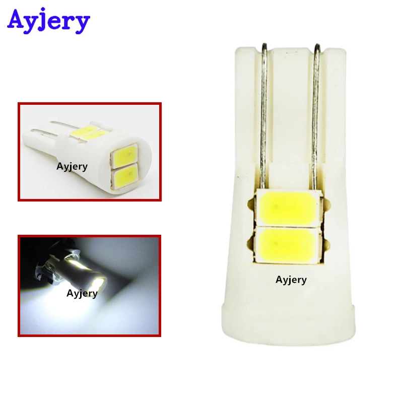 

AYJERY 300pcs T10 Ceramic LED W5W 6 SMD 5630 6SMD 80MA 5730 LED 194 168 Car License Plate Lamps Interior Light Bulbs White