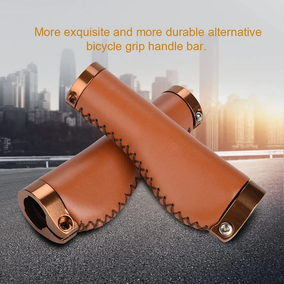 

Bicycle Grip Mountain Bike Shock Absorption Lockable Bike Handlebar Grips PU Leather Retro Bicycle Handle Grips Replacement