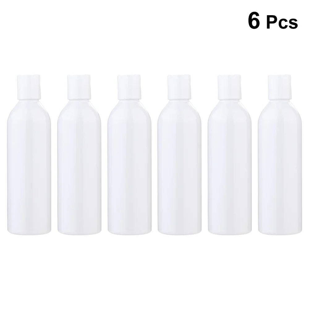 

6pcs 250ml Press Type Lid Travel Bottles Portable Cosmetic Container Empty Bottle for Shampoo Lotion (Transparent Bottle and Lid