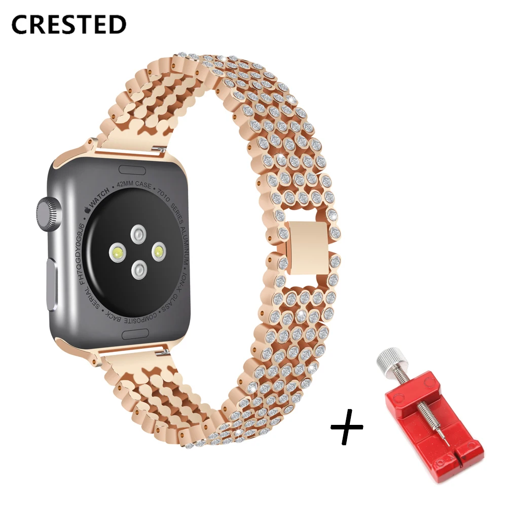Роскошный Алмазный ремешок для Apple Watch band 44 мм 40 стильный браслет наручных часов