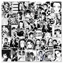 10/30/50PCS Black and White Anime Demon Slayer Stickers Decals Laptop Skateboard Phone Bike Car Luggage Cool Sticker for Kids