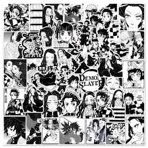 103050pcs black and white anime demon slayer stickers decals laptop skateboard phone bike car luggage cool sticker for kids free global shipping
