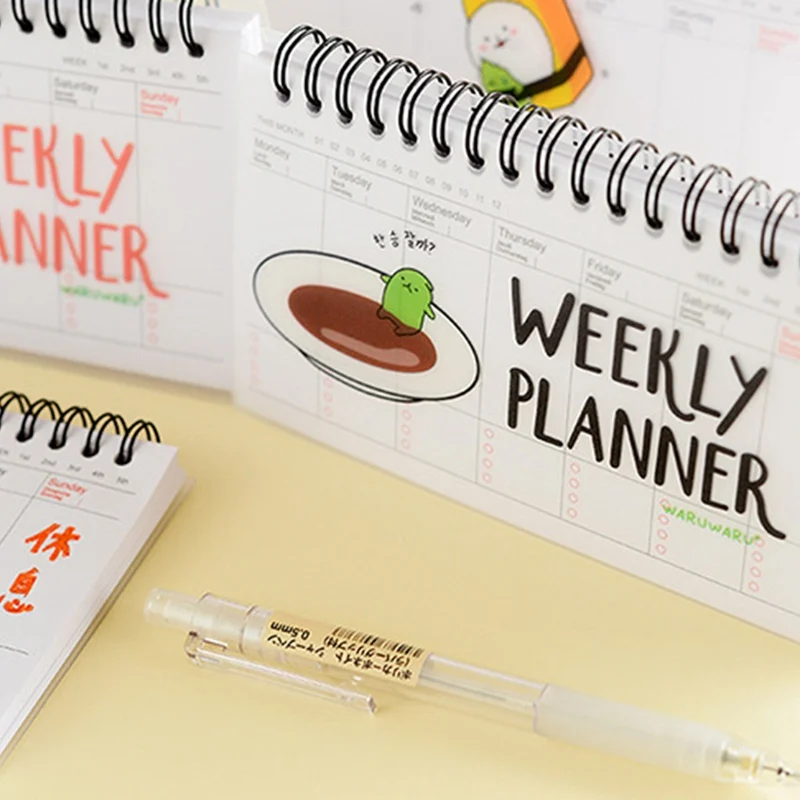 

Kawaii Transparent PP Coil Week Plan Notepad Memo Book 80 Sheet Weekly Daily Planner Sushi Notebook Stationery School Supplies