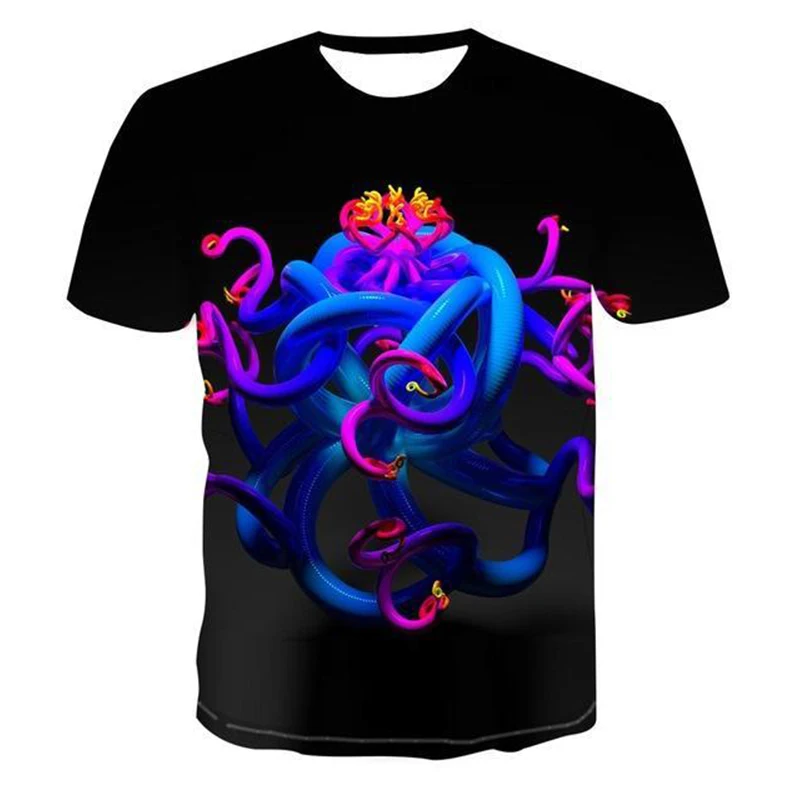 

Футболка Мужская/женская оверсайз с геометрическим рисунком, модный топ с 3D-принтом вихревых узоров, одежда для мальчиков и девочек