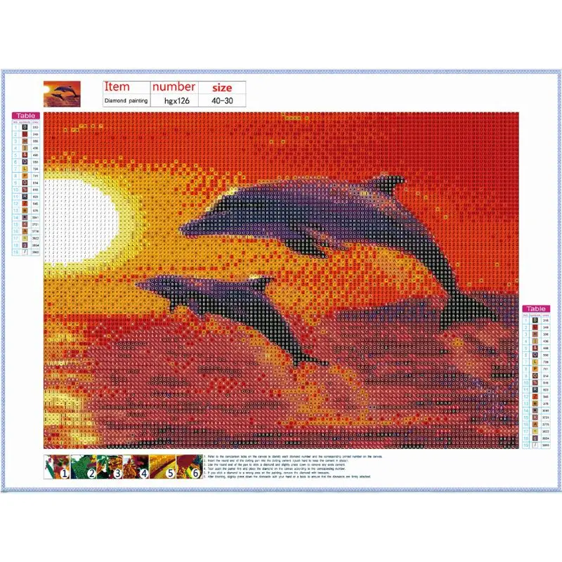 

4 Pack Sea Dolphin 5D DIY Diamond Painting Kits Full Drill Rhinestone Embroidery