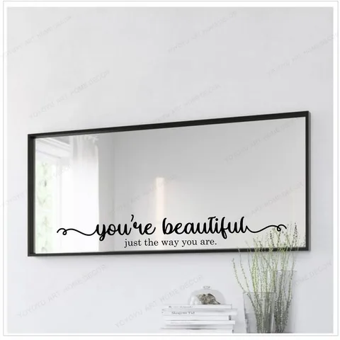 Зеркальная Наклейка с цитатой «Ты прекрасна», Зеркальная Наклейка, декор для ванной HJ1148