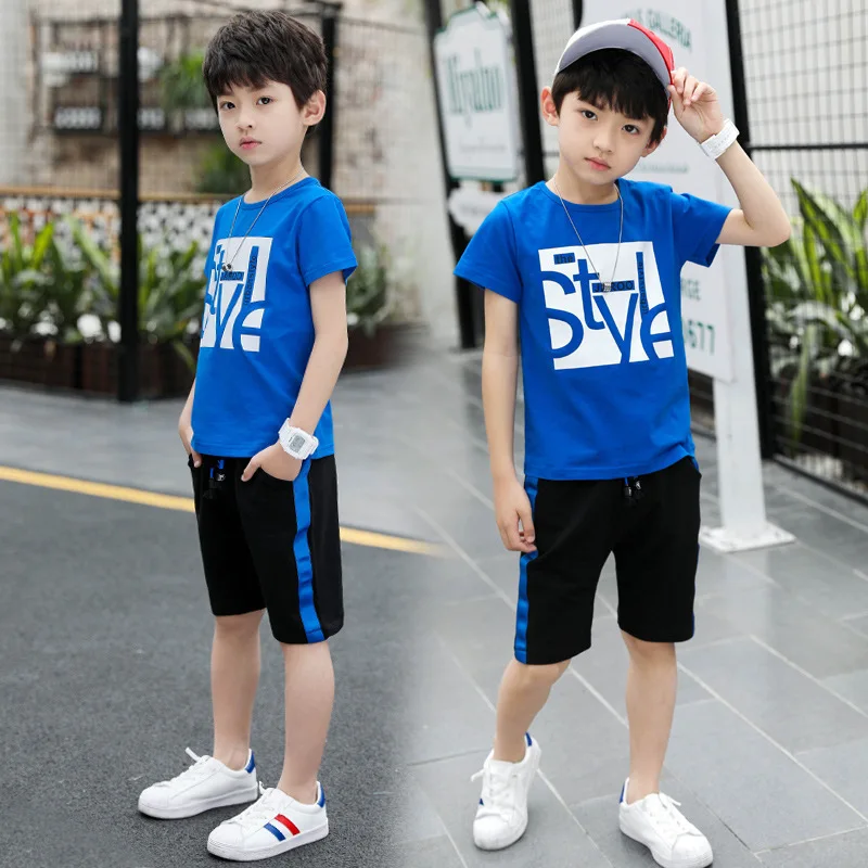 Детский костюм с мультяшным принтом Летние комплекты одежды для детей Детская