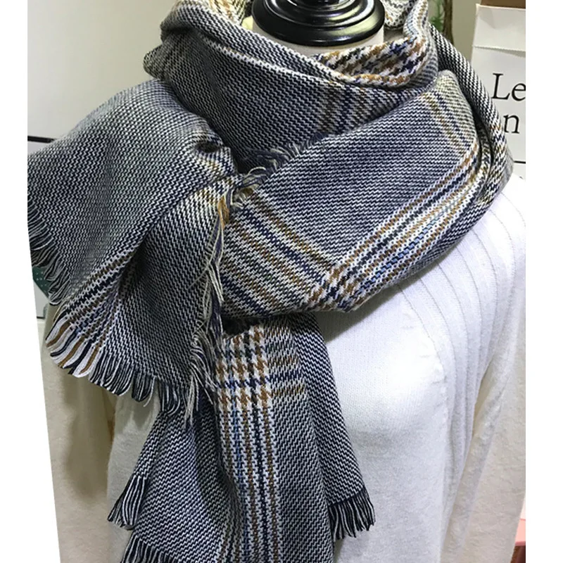 Модный шарф для мужчин и женщин шарфы в клетку зимние Bufandas клетчатые мужские