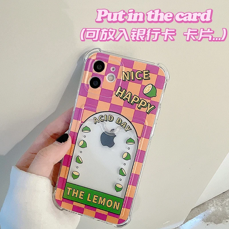 

Trend for iphone 13 12 card bag transparent case Apple 13 case checkerboard xrxs NEW