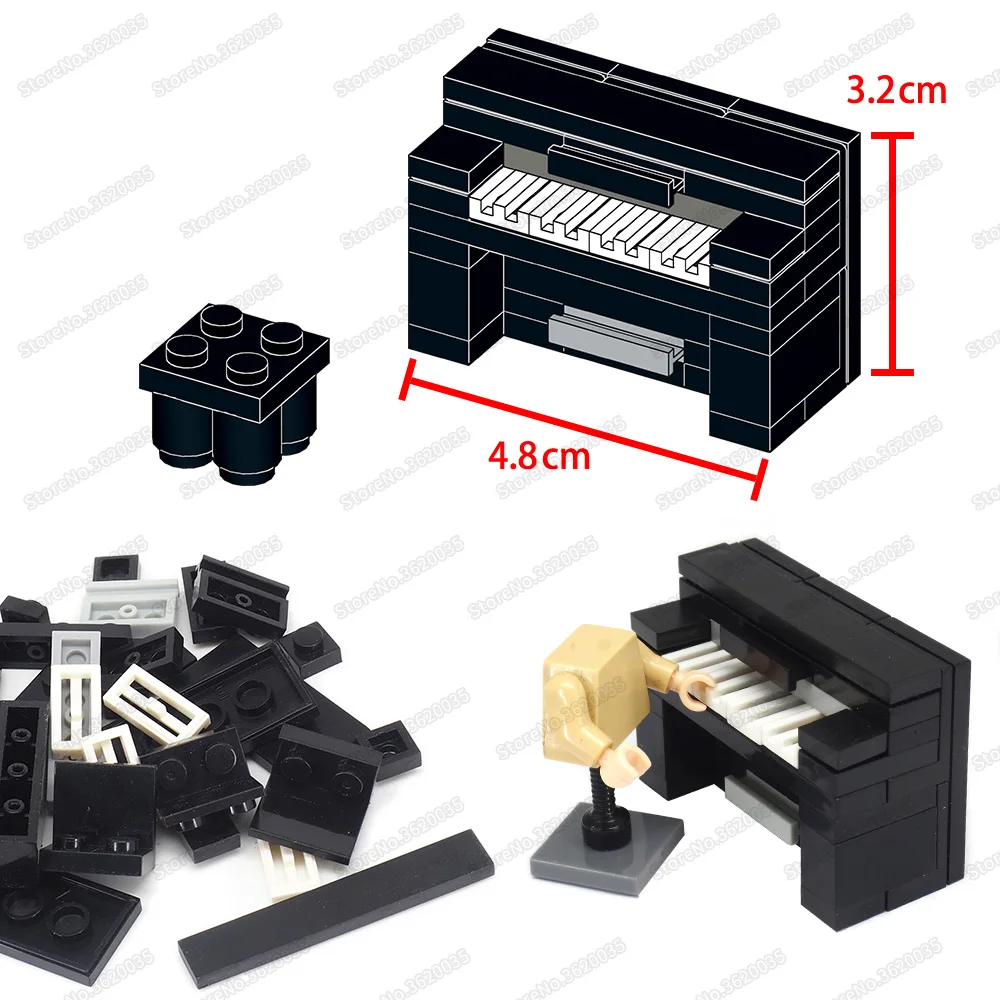 

City Black Mini Piano Building Block Moc 18th Century Figures Classical Musician Assembly Concert Model Child Toy Christmas Gift
