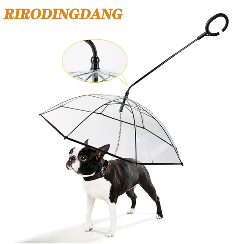 High Quality Transparent Pet Umbrella Can Hang Poop Bags  Pet Umbrella with Dog Leash Adjustable Replace Raincoat  Walking Dogs