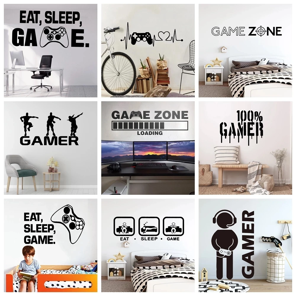 

Carved Gamer Wall Sticker Vinyl Mural Wallpaper For Kids Boys Room Decoration Decals Ps4 Gaming Poster Decor Door Stickers