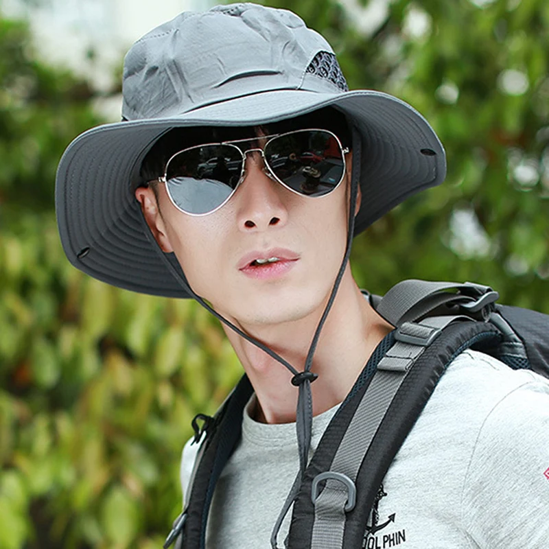

UV Protection Bucket Hat Fishing Hunting Safari Summer Men Sun Hat Fisherman’s Hat Men Outdoor Caps Straw Bucket Hat