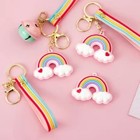 key chain pvc soft cartoon rainbow colorful keyring female pendant girls love jewelry accessories 2022 new year