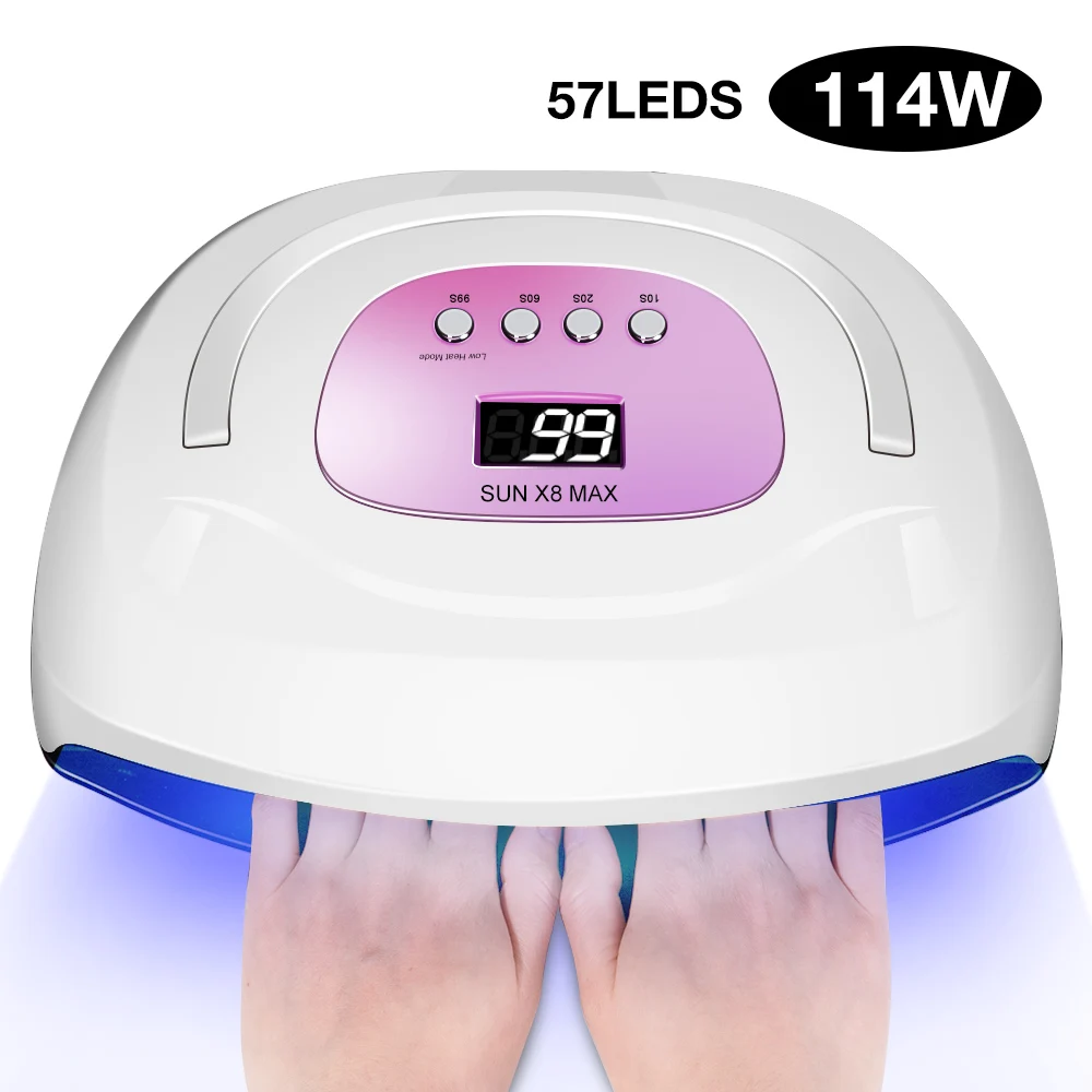 Ladymisty 114 Вт 57 шт. Светодиодная лампа для сушки ногтей двойная УФ-лампа маникюра с