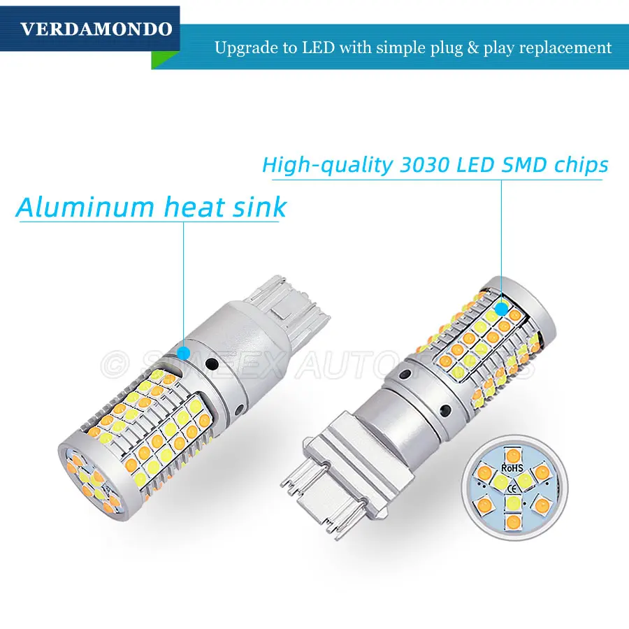 

1 Pcs S25 1156 1157 T20 T25 7443 3157 69 3030 SMD Car LED Reverse Lights Brake Backup Lamp Turn Signal Bulbs White Yellow 12V DC
