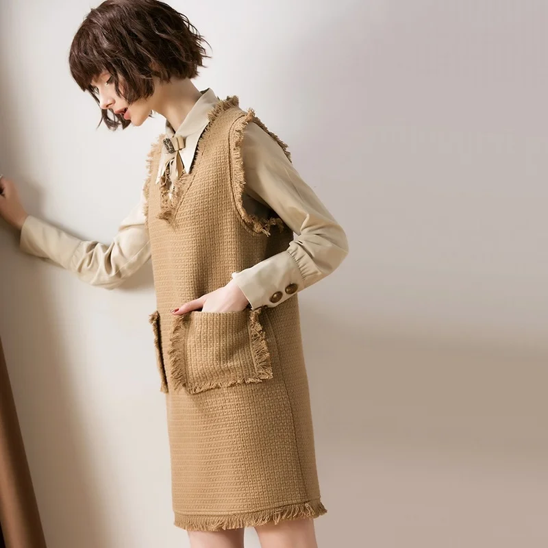 Женский твидовый костюм короткая блузка с бантом рубашка без рукавов офисный